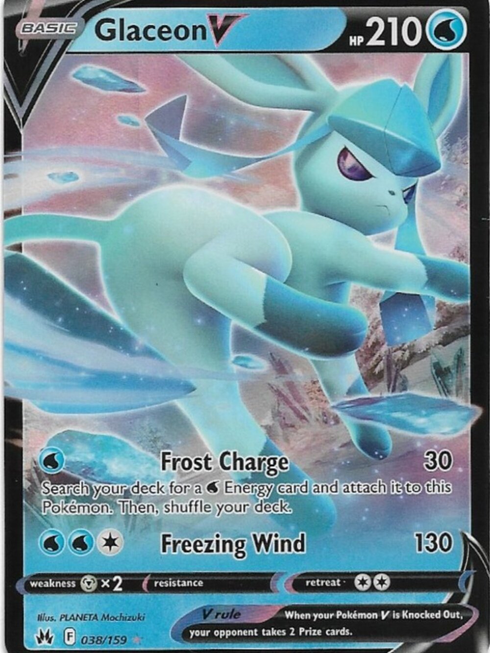 Pokemon Glaceon V 038/159 Crown Zenith NM